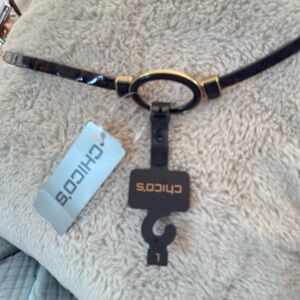Chico's Black Belt with Gold Ring Detail